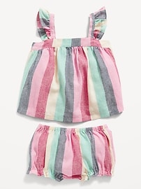 View large product image 3 of 4. Sleeveless Ruffled Dobby Top and Bloomer Shorts for Baby