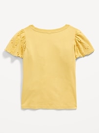 View large product image 3 of 3. Flutter-Sleeve Embroidered Eyelet Top for Girls