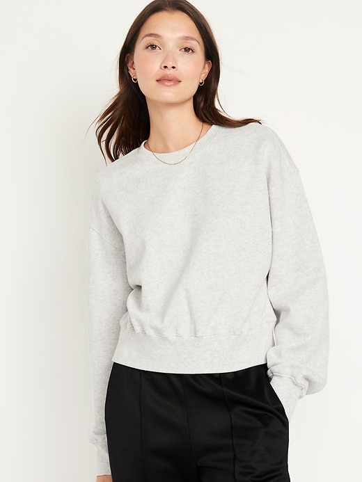 Image number 1 showing, Drop-Shoulder Crop Sweatshirt