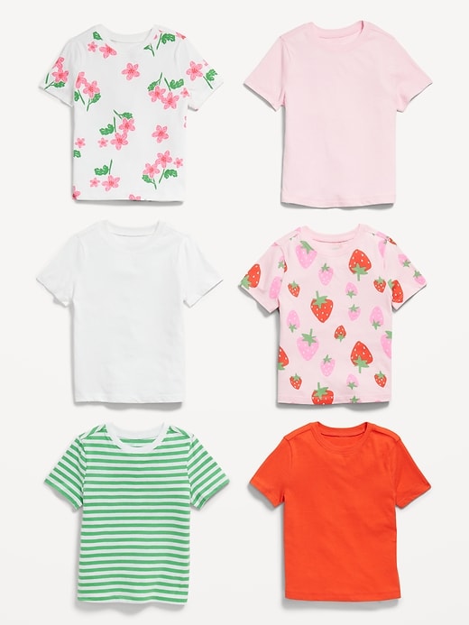 View large product image 2 of 2. Unisex Short-Sleeve T-Shirt 6-Pack for Toddler