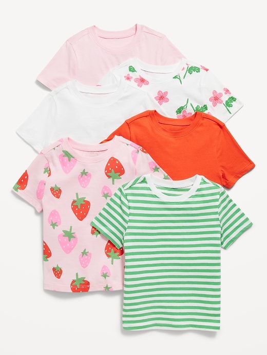 View large product image 1 of 2. Unisex Short-Sleeve T-Shirt 6-Pack for Toddler