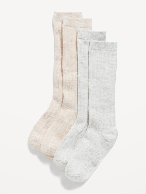 Knee-High Rib-Knit Socks for Toddler Girls & Baby - Neutral