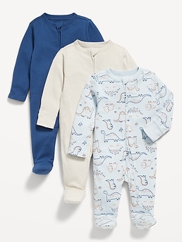 2-Way-Zip Sleep & Play Footed One-Piece 3-Pack for Baby | Old Navy