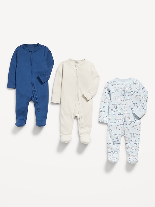 View large product image 2 of 2. 2-Way-Zip Sleep & Play Footed One-Piece 3-Pack for Baby