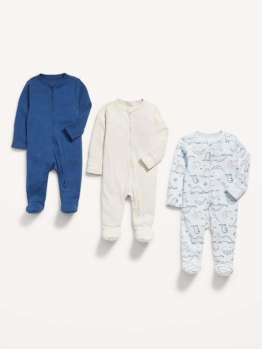 2-Way-Zip Sleep & Play Footed One-Piece 3-Pack for Baby