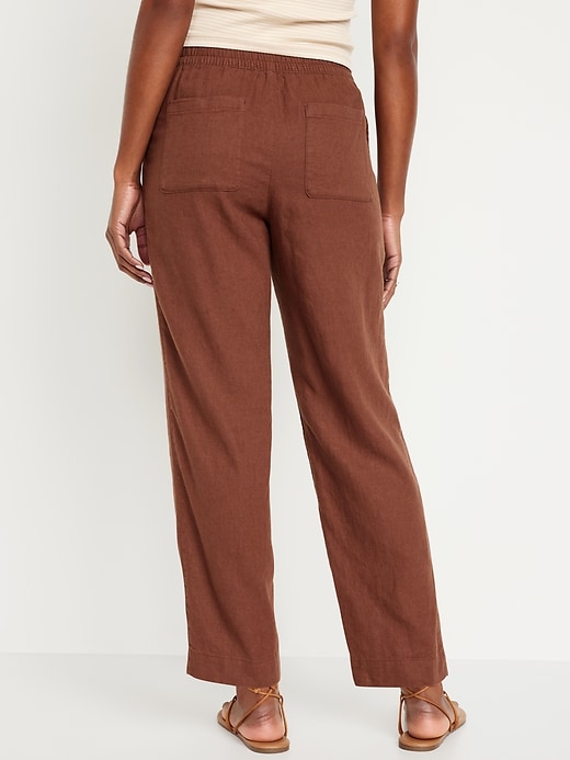 Image number 2 showing, High-Waisted Linen-Blend Straight Pants