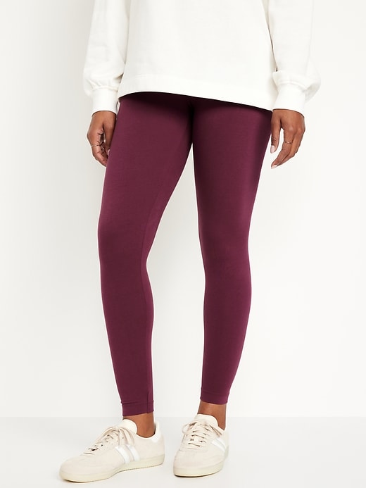 View large product image 1 of 6. High Waisted Jersey Ankle Leggings