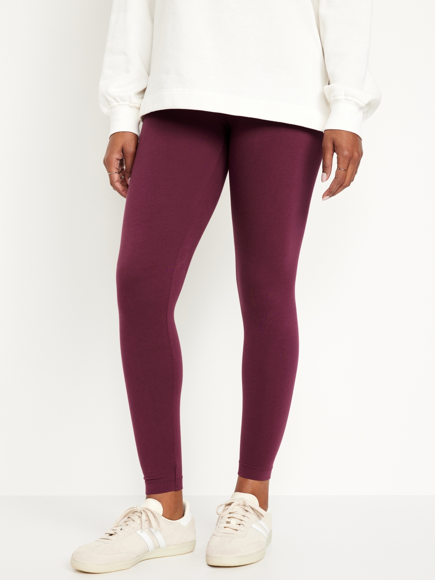 High Waisted Jersey Ankle Leggings