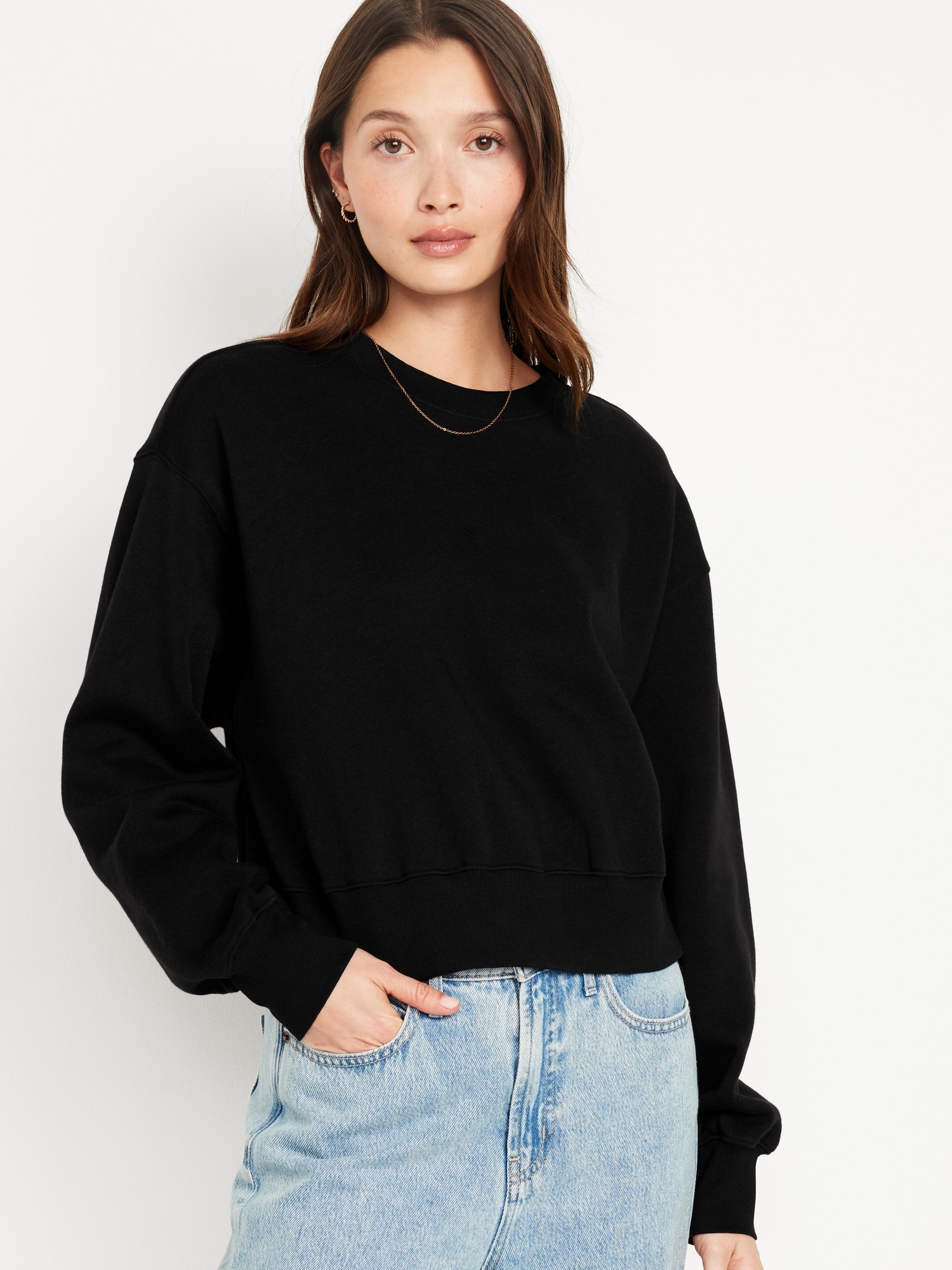 Drop-Shoulder Crop Sweatshirt