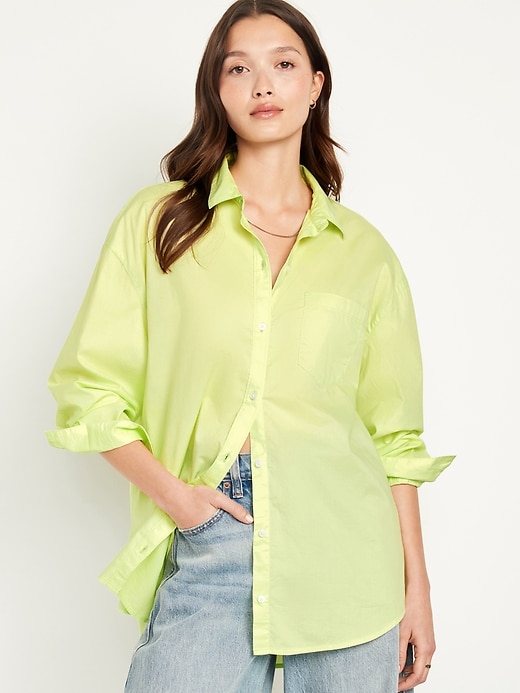 Image number 1 showing, Oversized Button-Down Boyfriend Shirt