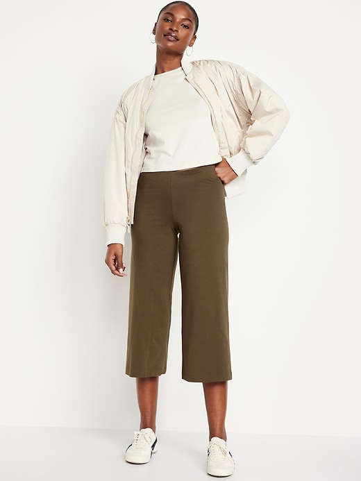 Image number 3 showing, High-Waisted Wide Leg Cropped Leggings