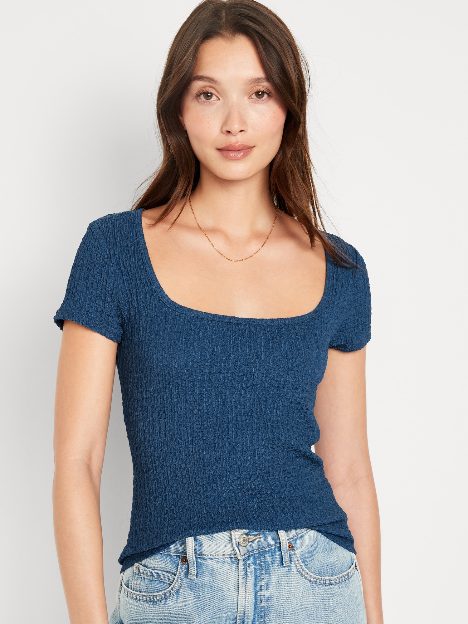 Ribbed Square Neck Cropped T-Shirt – Urban Planet
