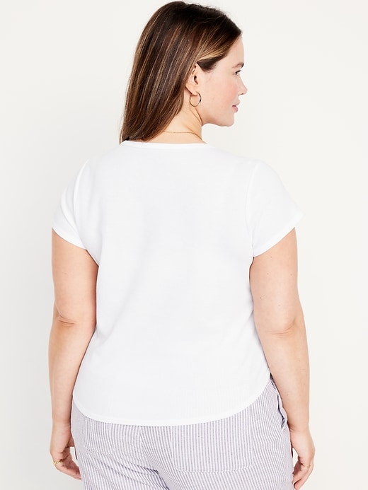 Image number 8 showing, Short-Sleeve Waffle-Knit Henley Top