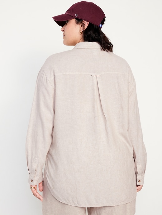 Image number 8 showing, Linen-Blend Button-Down Boyfriend Shirt