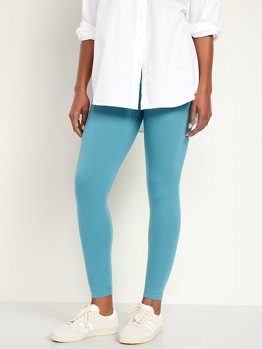 View large product image 1 of 6. High-Waisted Jersey Ankle Leggings