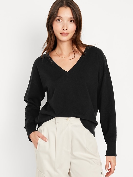 Image number 1 showing, SoSoft Lite Loose V-Neck Sweater