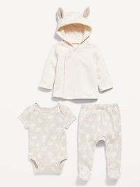 View large product image 3 of 3. Unisex 3-Piece Bunny-Print Layette Set for Baby
