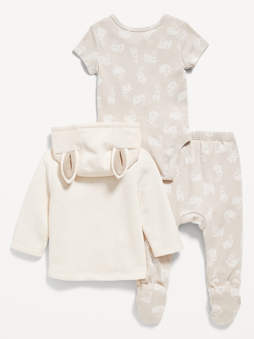 View large product image 2 of 3. Unisex 3-Piece Bunny-Print Layette Set for Baby