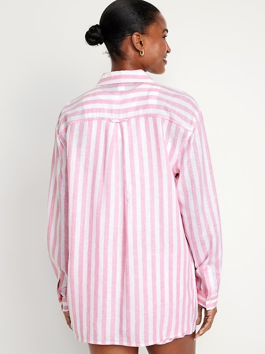Image number 2 showing, Linen-Blend Button-Down Boyfriend Shirt