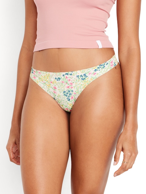 Low-Rise No-Show Thong - White Ditsy Floral