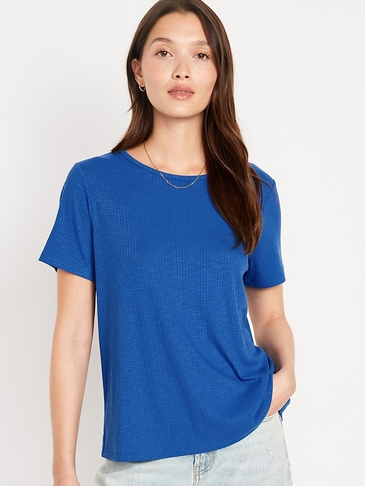 Image number 1 showing, Luxe Ribbed Slub-Knit T-Shirt
