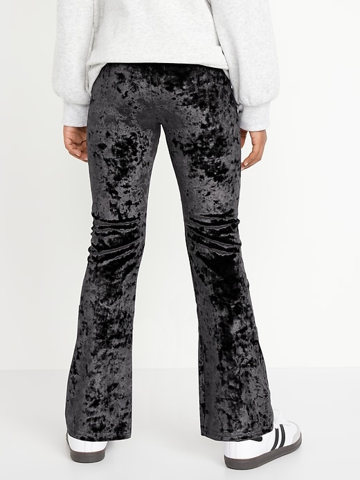 White Crushed Velvet Flare Leggings Customizable High Waisted