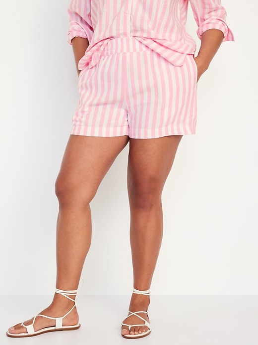 Image number 5 showing, High-Waisted Linen-Blend Pull-On Shorts -- 3.5-inch inseam
