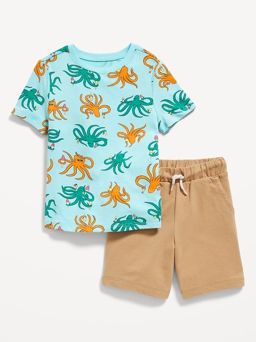 View large product image 1 of 2. Printed Short-Sleeve T-Shirt and Pull-On Shorts Set for Toddler Boys