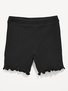 Rib-Knit Lettuce-Edge Biker Shorts for Toddler Girls