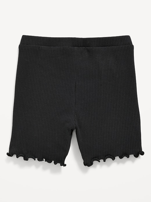 View large product image 2 of 2. Rib-Knit Lettuce-Edge Biker Shorts for Toddler Girls