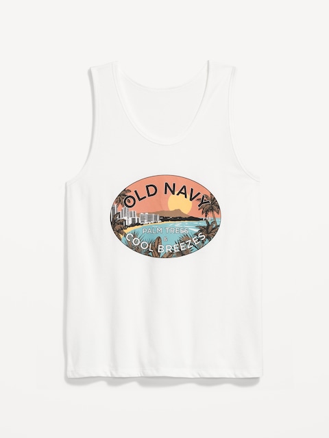 Soft-Washed Logo Graphic Tank Top - White Lilies