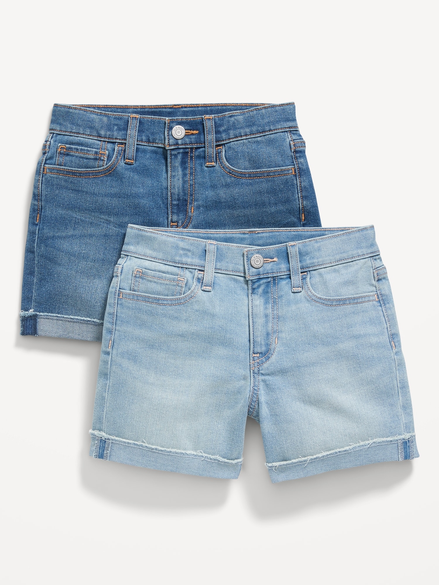 High-Waisted Rolled-Cuff Midi Jean Shorts 2-Pack for Girls