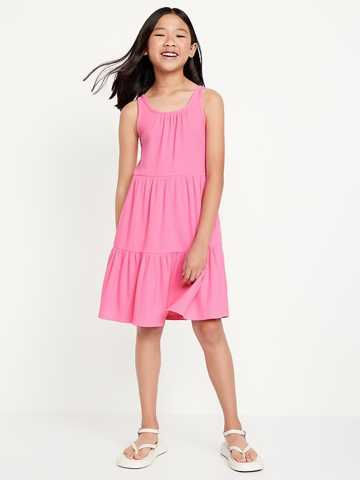 View large product image 1 of 3. Sleeveless Rib-Knit Tiered Dress for Girls