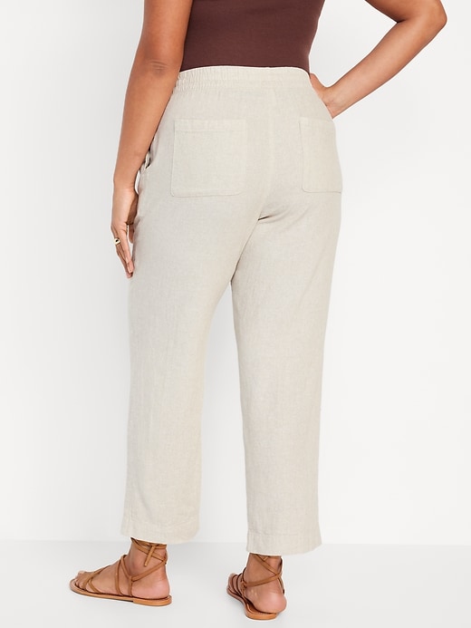 Image number 6 showing, High-Waisted Linen-Blend Straight Pants