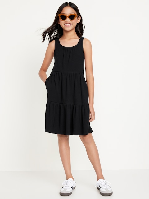 Sleeveless Rib-Knit Tiered Dress for Girls