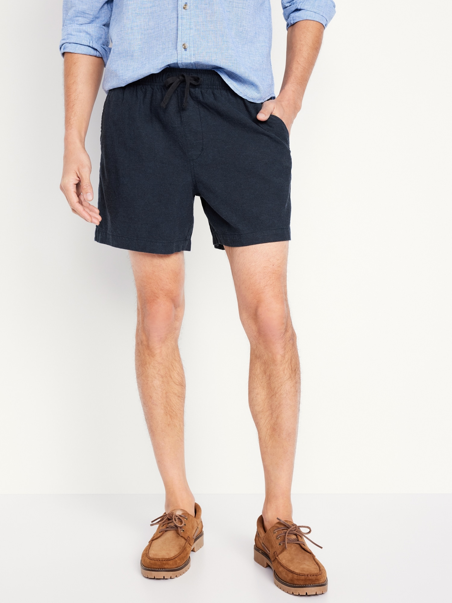 Linen-Blend Jogger Shorts -- 5-inch inseam
