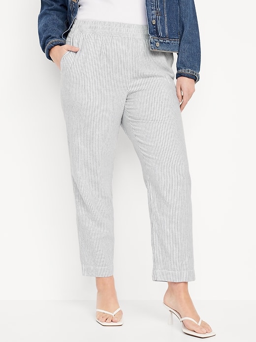 Image number 5 showing, High-Waisted Linen-Blend Straight Pants