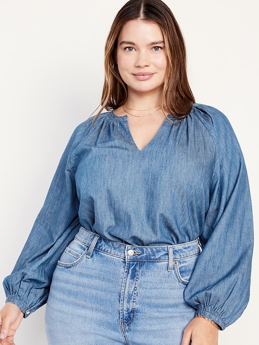 Image number 7 showing, Long-Sleeve Chambray Top