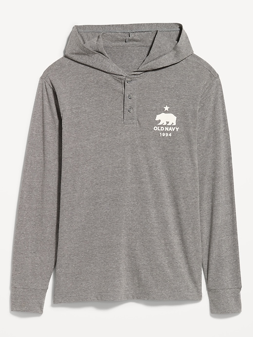 View large product image 1 of 1. Lightweight Logo Henley Hoodie