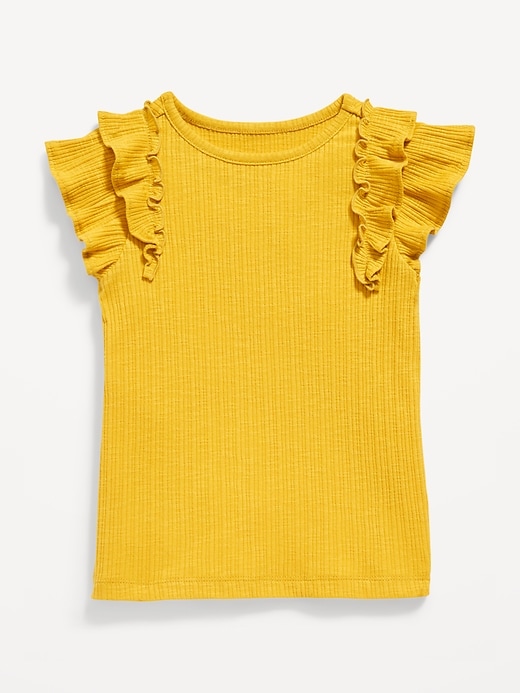 View large product image 1 of 1. Flutter-Sleeve Rib-Knit Top for Toddler Girls
