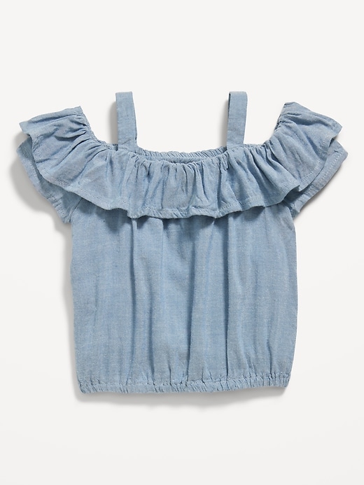 View large product image 2 of 2. Off-The-Shoulder Ruffled Chambray Top for Baby