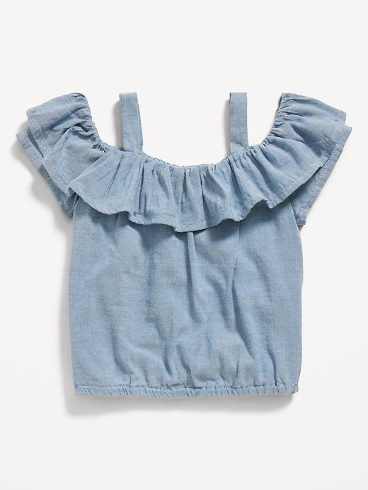 View large product image 1 of 2. Off-The-Shoulder Ruffled Chambray Top for Baby