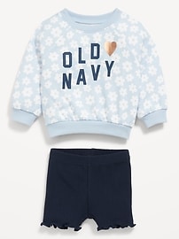 View large product image 3 of 3. Logo-Graphic Sweatshirt and Biker Shorts Set for Baby