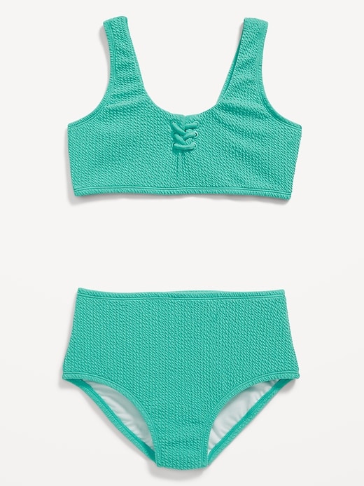 View large product image 1 of 2. Lace-Up Front Bikini Swim Set for Girls