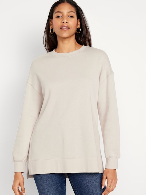 SoComfy Relaxed Tunic Sweatshirt - Wish Bone