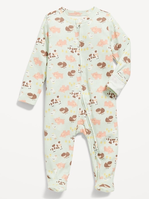 View large product image 1 of 2. Unisex 2-Way-Zip Sleep & Play Printed Footed One-Piece for Baby