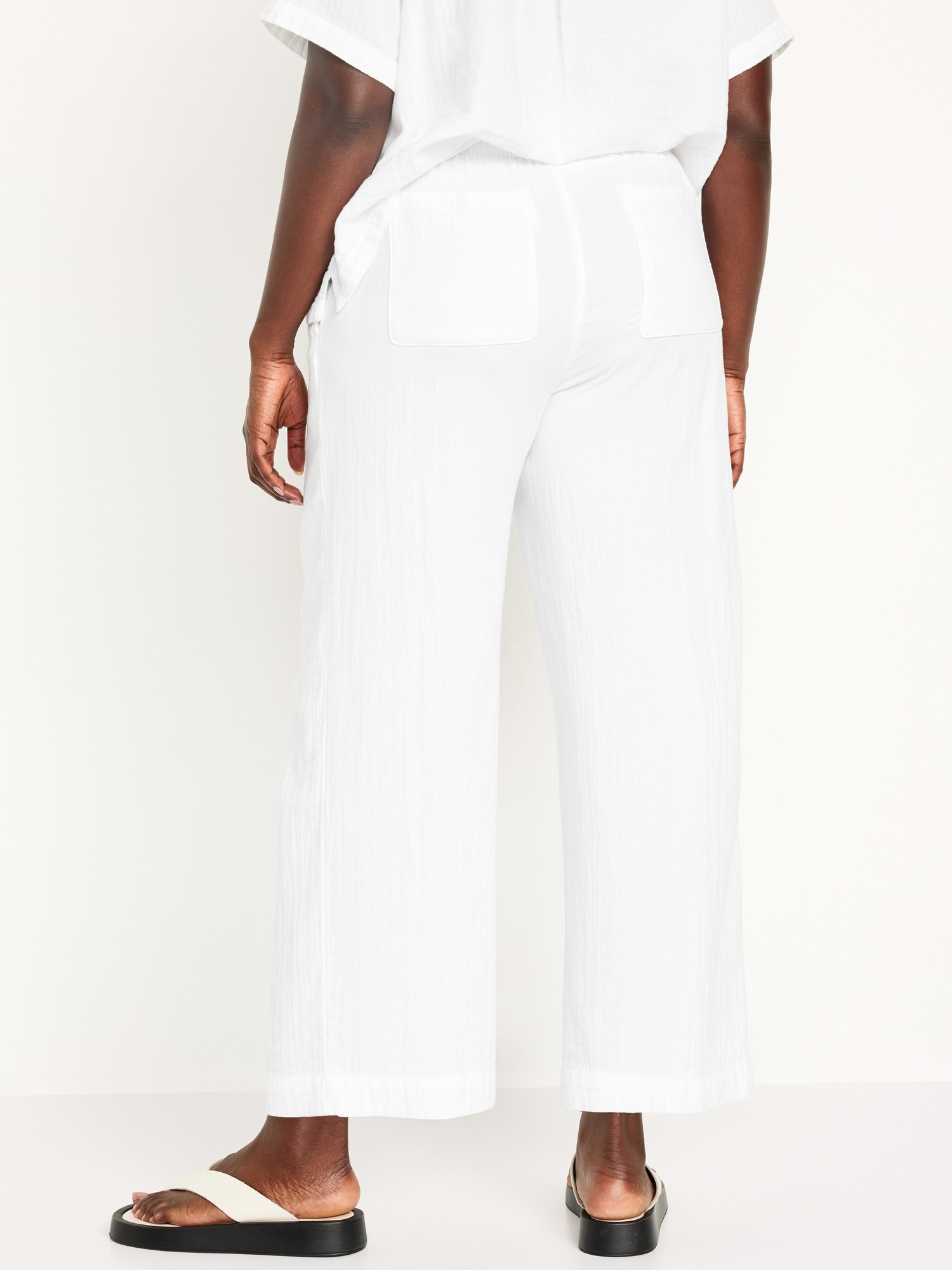High-Waisted Crinkle Gauze Pull-On Ankle Pants for Women | Old Navy