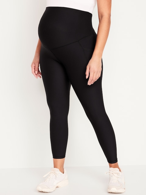 Maternity Full-Panel PowerSoft 7/8 Leggings - Black Jack