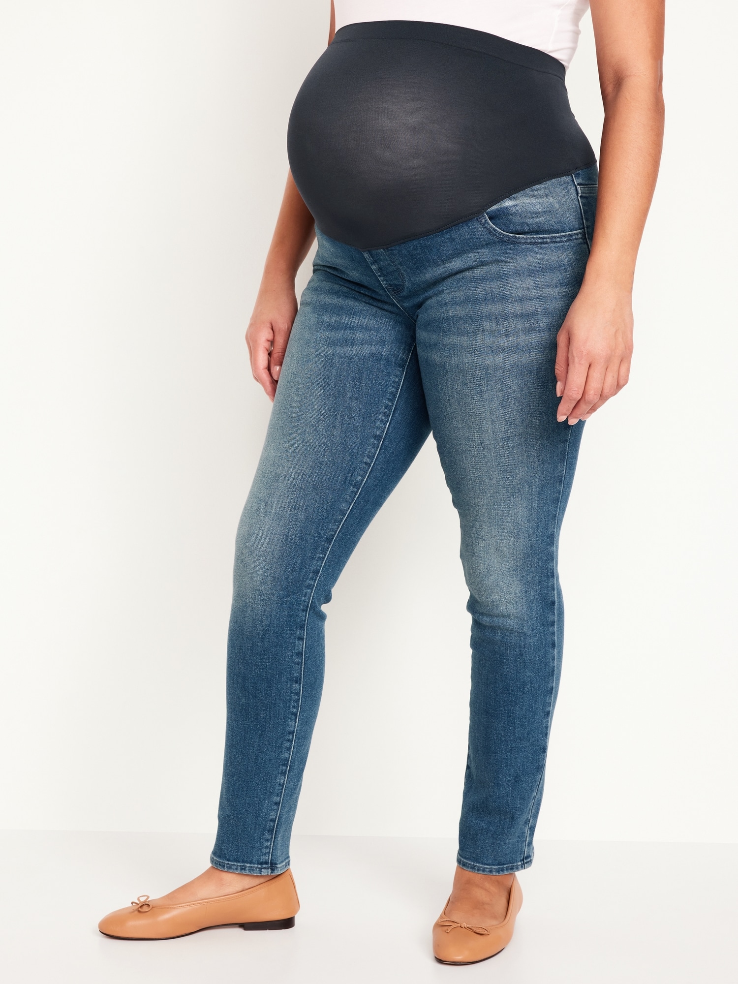 V VOCNI Maternity Jeans Skinny Distressed Denim Stretch Slim Jeggings  Underbelly Pregnancy Pants Light Blue Small - ShopStyle