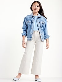 View large product image 3 of 4. High-Waisted Baggy Wide-Leg Utility Jeans for Girls